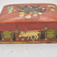 Vintage Handmade Wooden Box with Elephant Scene Storage Box/ Trinket Box