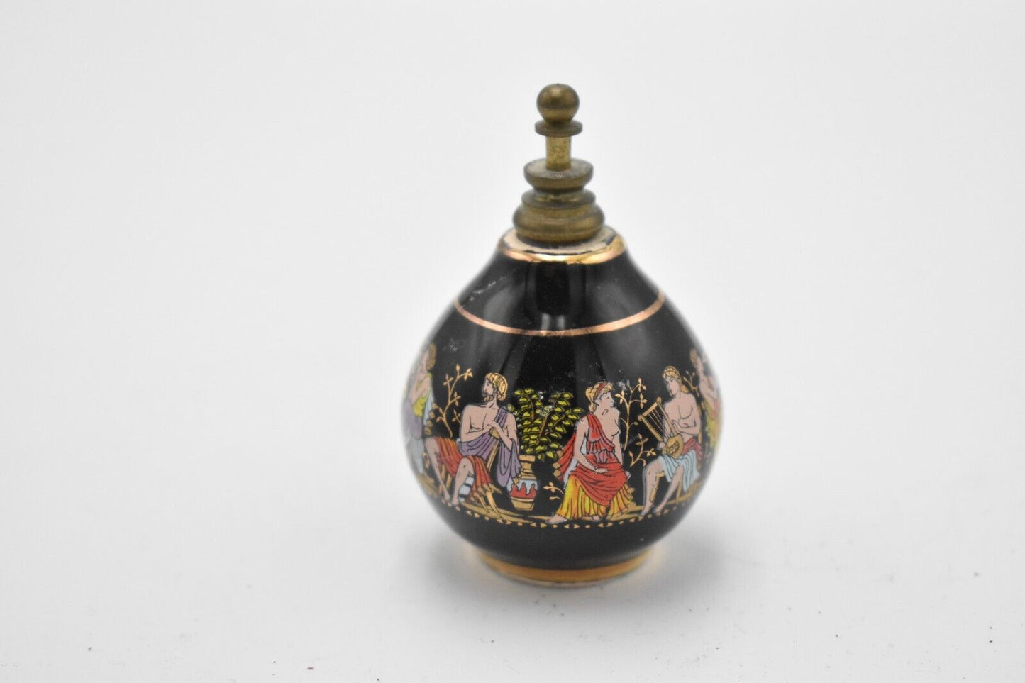 Vintage Painted Enamel Solid Small Decorative Perfume Bottle Greek Mythology