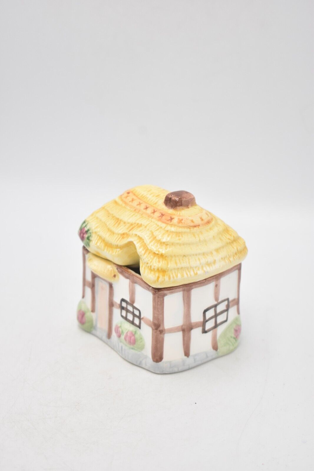 Vintage Ceramic Cottage Sugar Pot Hand Painted Novelty Decorative Collectible