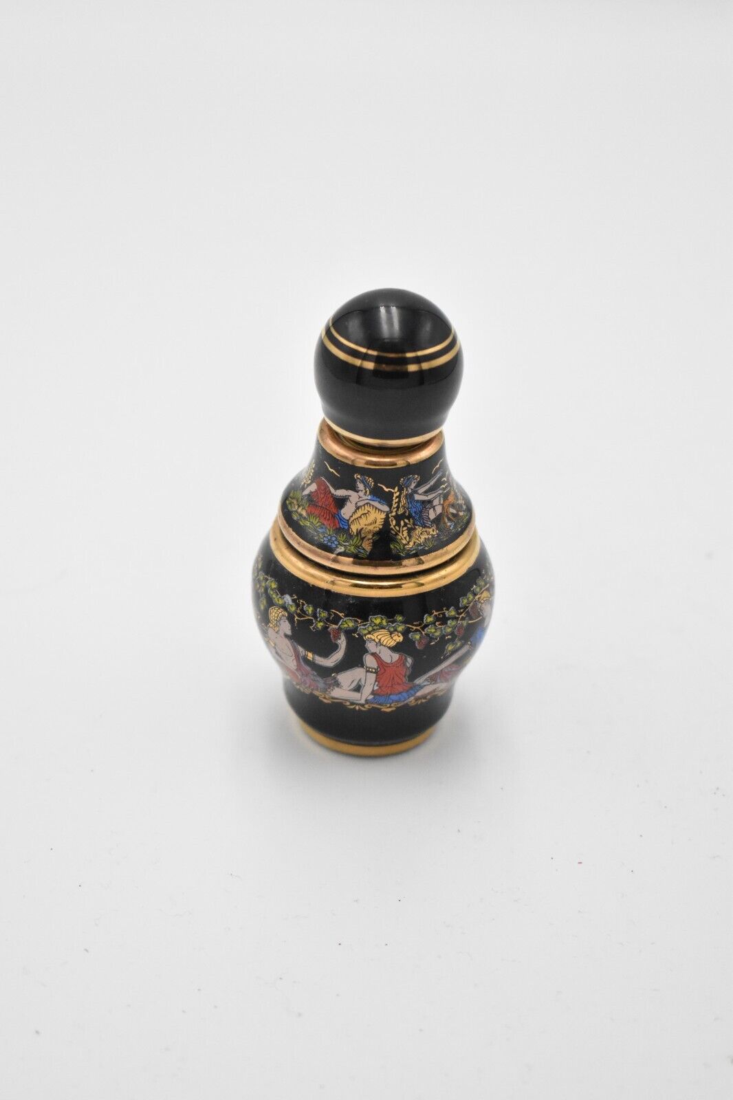 Vintage Painted Enamel Decorative Perfume Bottle Greek Mythology