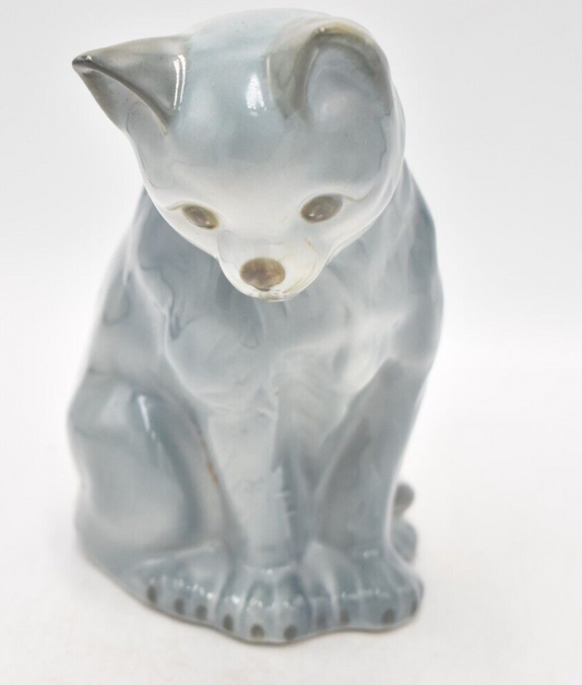 Vintage Studio Pottery Cat Figurine Statue Ornament Blue/ Grey Colouring