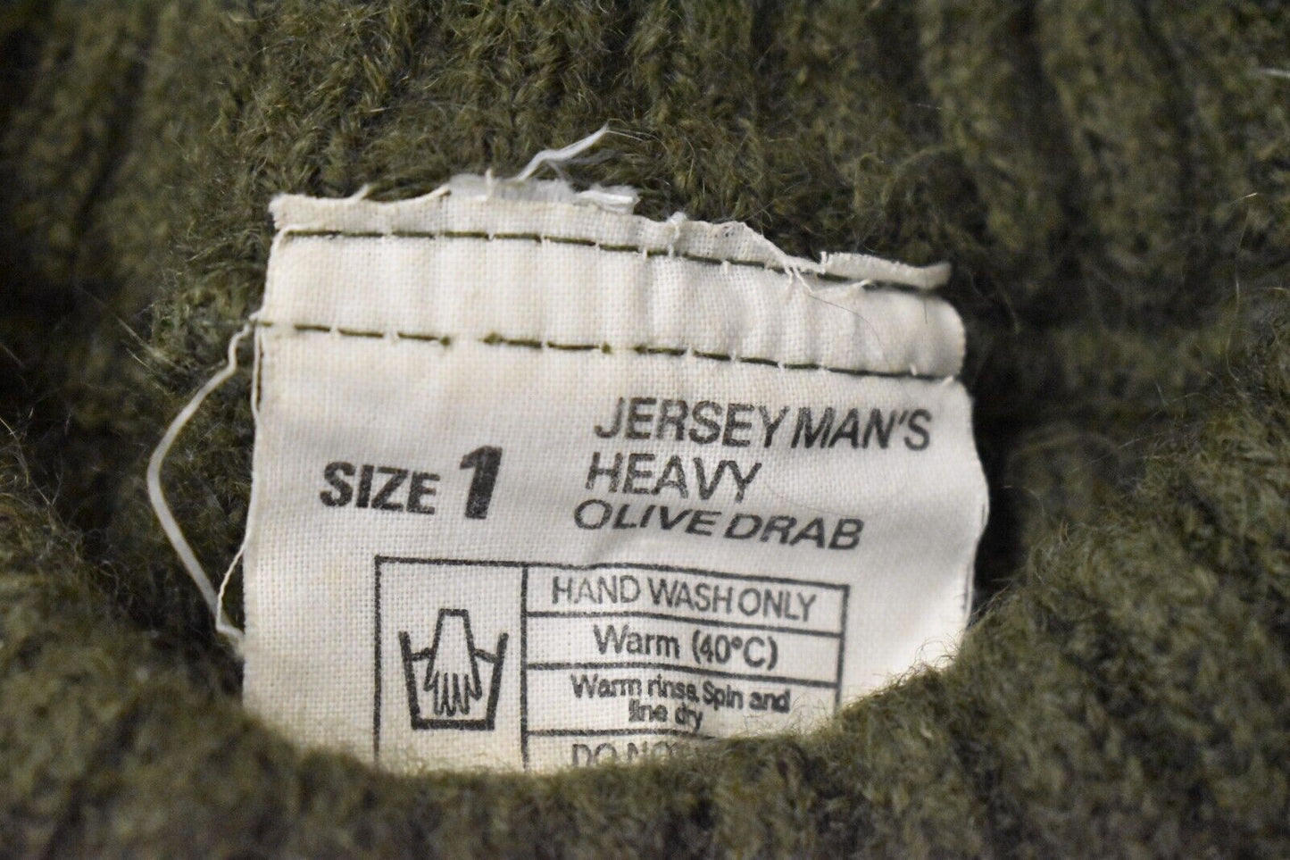 British Army Olive Green Wool Jumper Pullover Thermal Jersey Size 36"