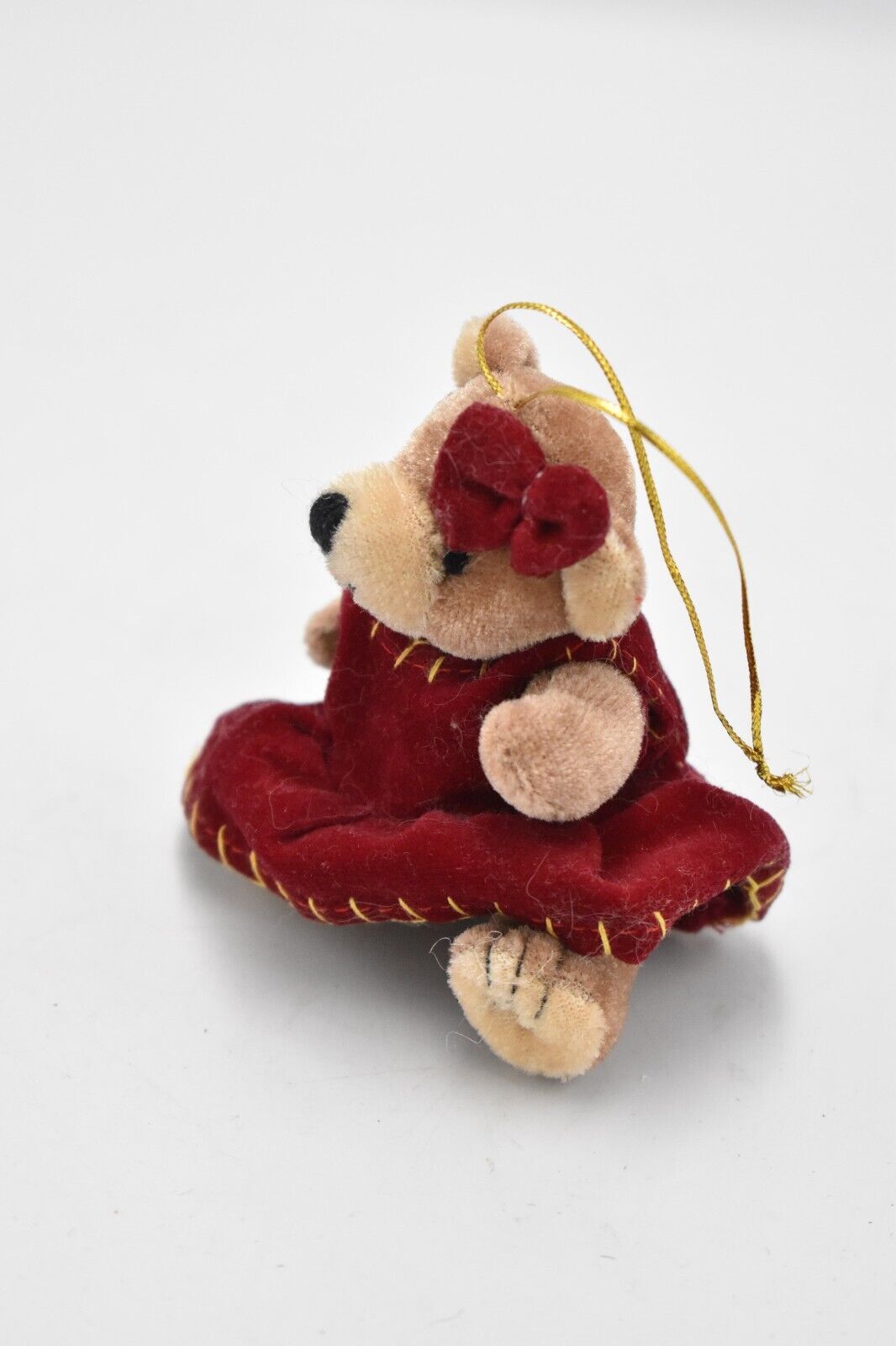 Vintage Artist Teddy Bear in a Dress Mini Plush Ornament/ Decoration