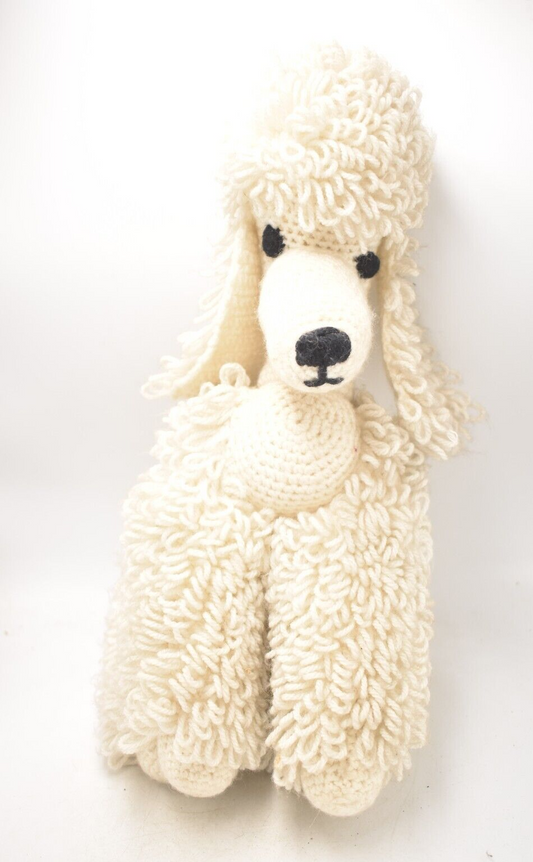 Vintage 1960's Sheep's Wool Poodle Dog Knitted Soft Plush Toy