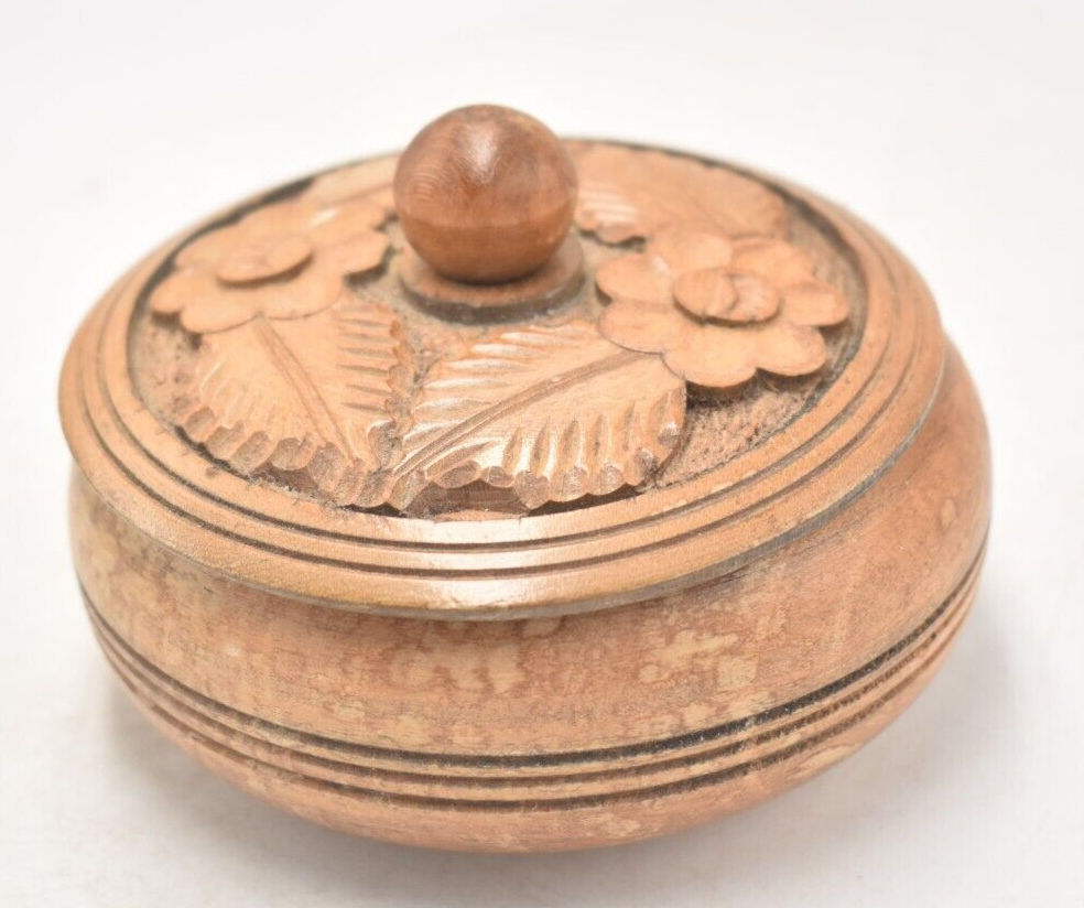 Vintage Wooden Decorative Bowl Hand Carved Trinket Bowl, Storage Bowl