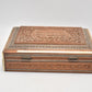 Vintage Hand Carved Wooden Trinket Box with Mother of Pearl Inlay