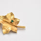 Vintage 14ct Gold Plated Leaf with Green Elbaite Stone Brooch