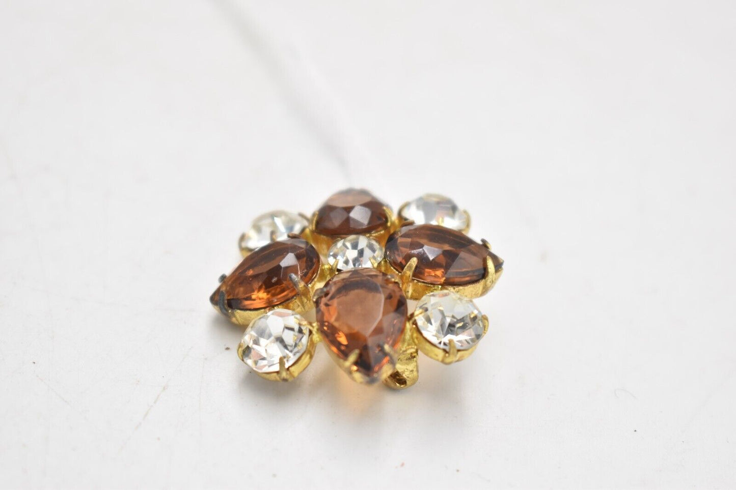 Vintage Smokey Quartz and Glass Brooch – Ladies Costume Jewellery