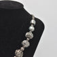 Vintage Retro Oversized Grey & Silver Tone Beaded Necklace Costume Jewellery