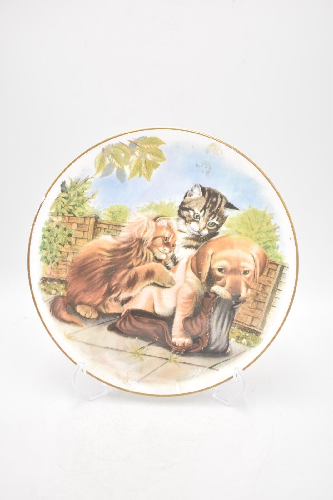 Vintage Royal Albert Playful Friends Find Your Own Shoe Collectors Display Plate