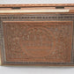 Vintage Hand Carved Wooden Trinket Box with Mother of Pearl Inlay