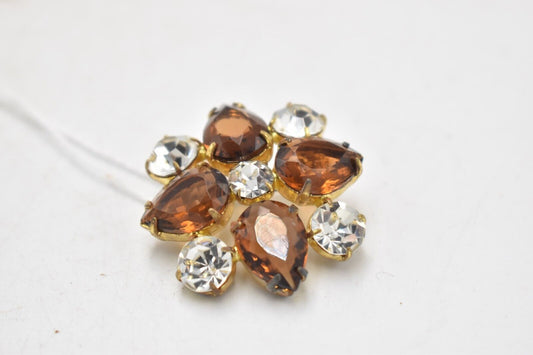 Vintage Smokey Quartz and Glass Brooch – Ladies Costume Jewellery