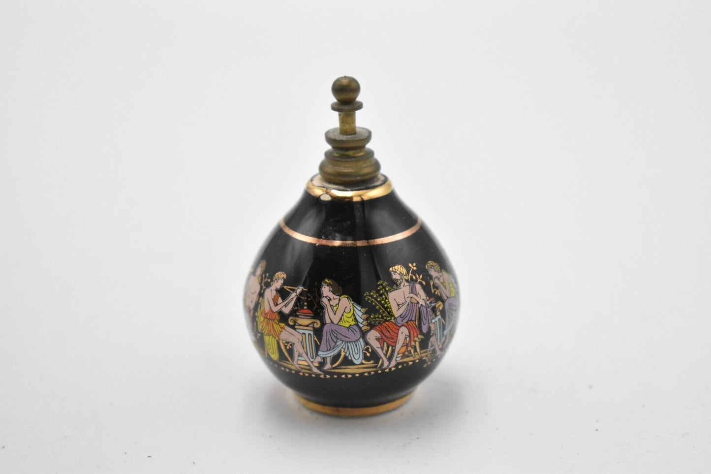 Vintage Painted Enamel Solid Small Decorative Perfume Bottle Greek Mythology