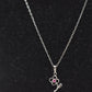 Vintage 925 Sterling Silver Floral Pink Gemstone Pendant Necklace