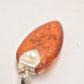 Vintage Sterling Silver 925 Necklace with Baltic Amber Cabochon Drop Necklace