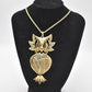 Vintage Gold Tone Owl Pendant Statement Necklace Costume Jewellery