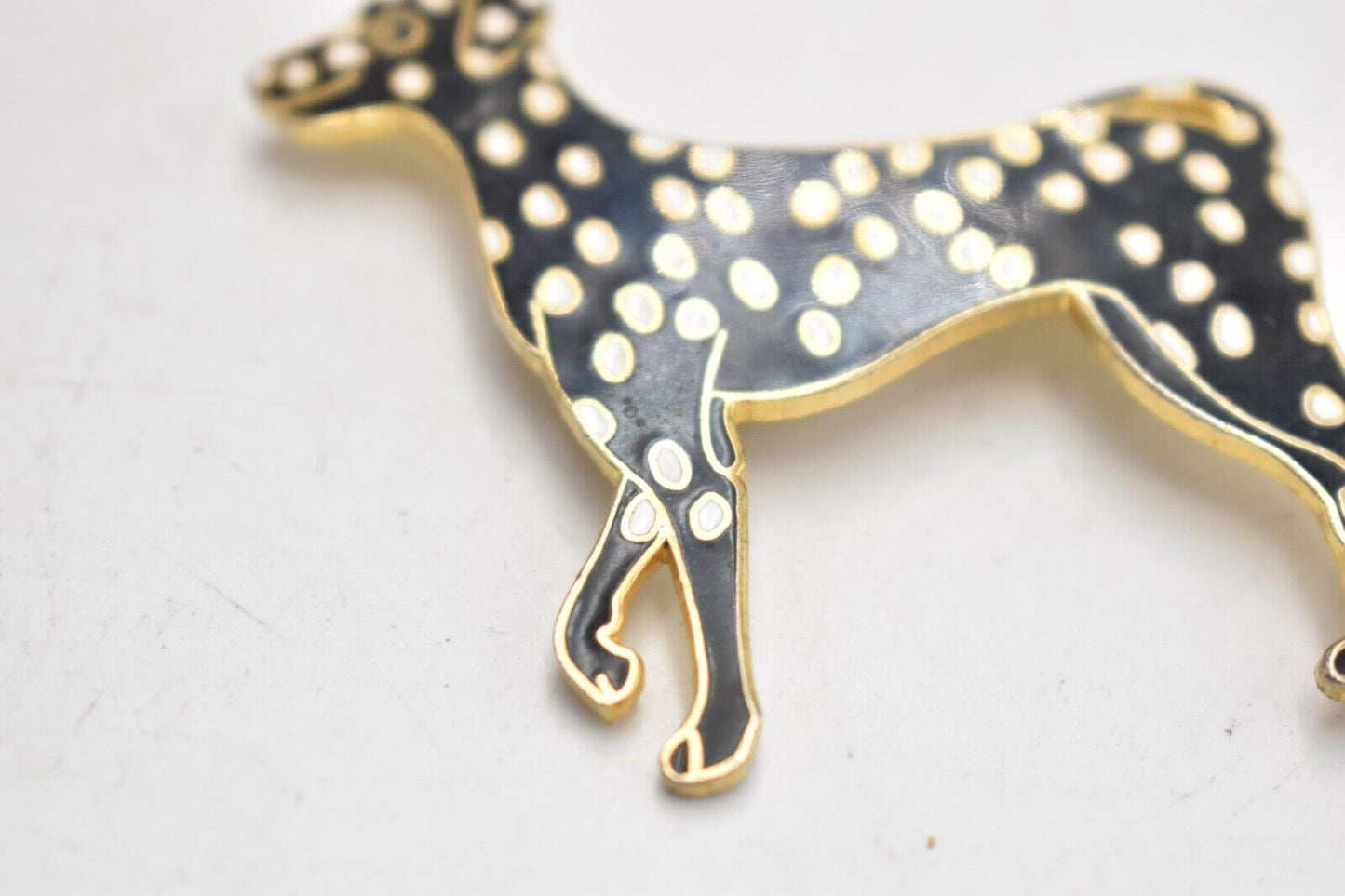 Vintage Dalmatian Dog Brooch Enamel - Costume Jewellery