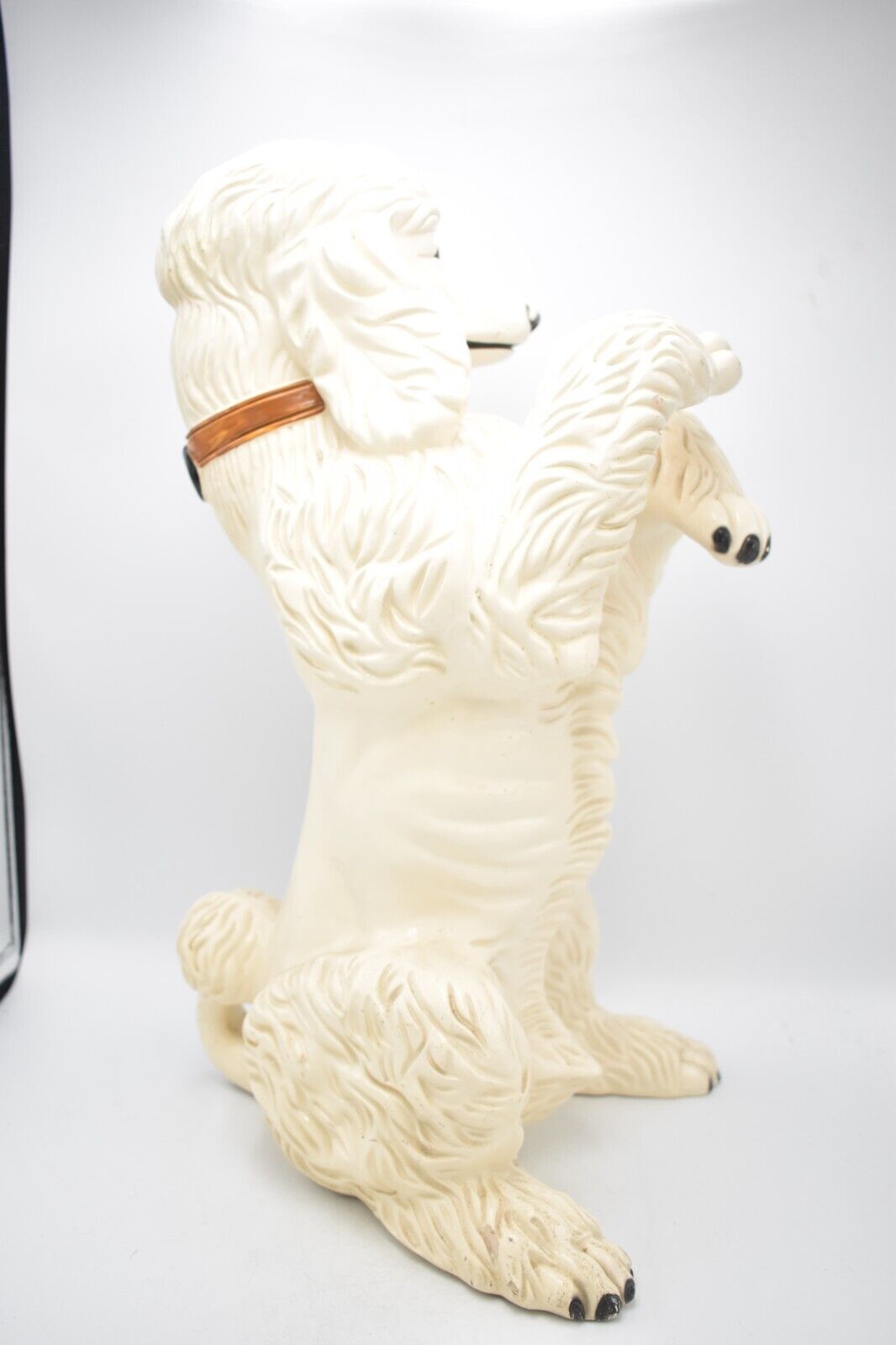 Vintage White Poodle Dog Figurine Statue Ornament Large Life Like Ceramic 44cm