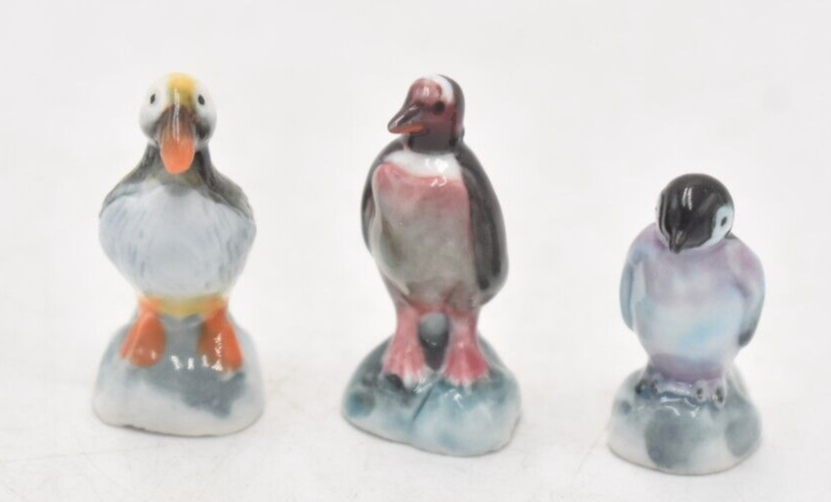 Vintage Miniature Penguin Trio Figurines Statues Ornaments x3