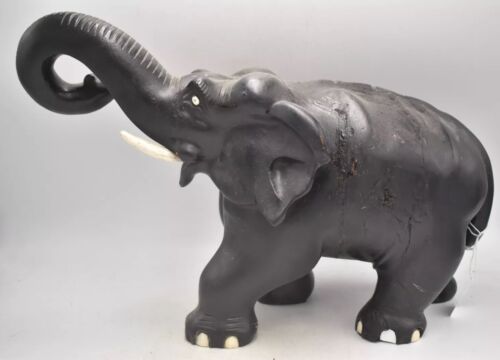 Antique Vintage Black Wood Ebony Decorative Elephant Statue Figurine 4.7KG