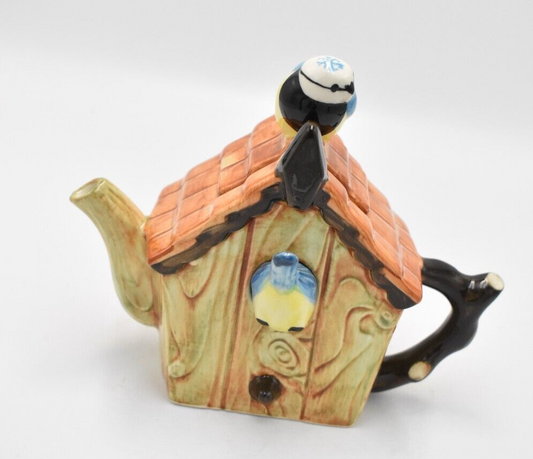 The Teapottery Blue Tit Bird House Teapot Novelty Decorative Collectible