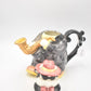 Vintage 1993 Fitz & Floyd Omnibus Saxophone Playing Cow Teapot Decorative