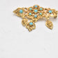 Vintage Gold Tone & Turquoise Filigree Brooch – Elegant Design