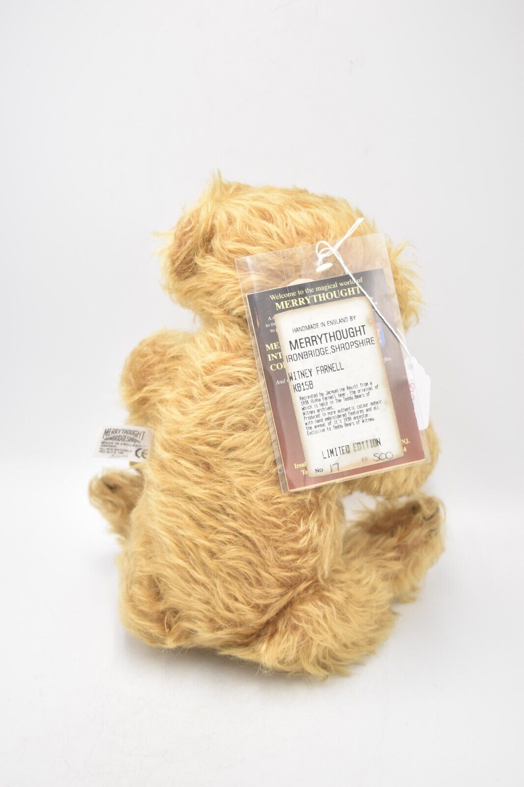 Merrythought Alpha Farnell Witney Farnell Teddy Bear Limited Edition Retired Tag