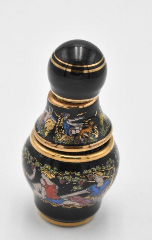 Vintage Painted Enamel Decorative Perfume Bottle Greek Mythology