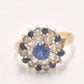 Vintage 9ct Yellow Gold Sapphire & Cubic Zirconia Cluster Cocktail Ring – Size P