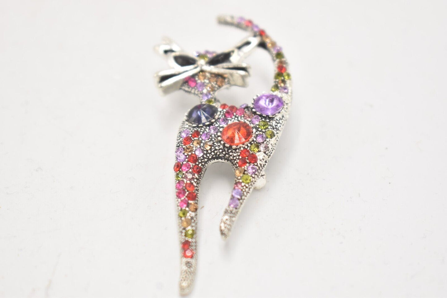 Vintage Cat Rhinestone Multi Colour Brooch Ladies Brooch Women's Brooch