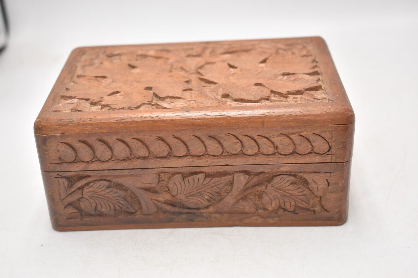 Vintage Wooden Decorative Storage Box, Trinket Box Hand Carved