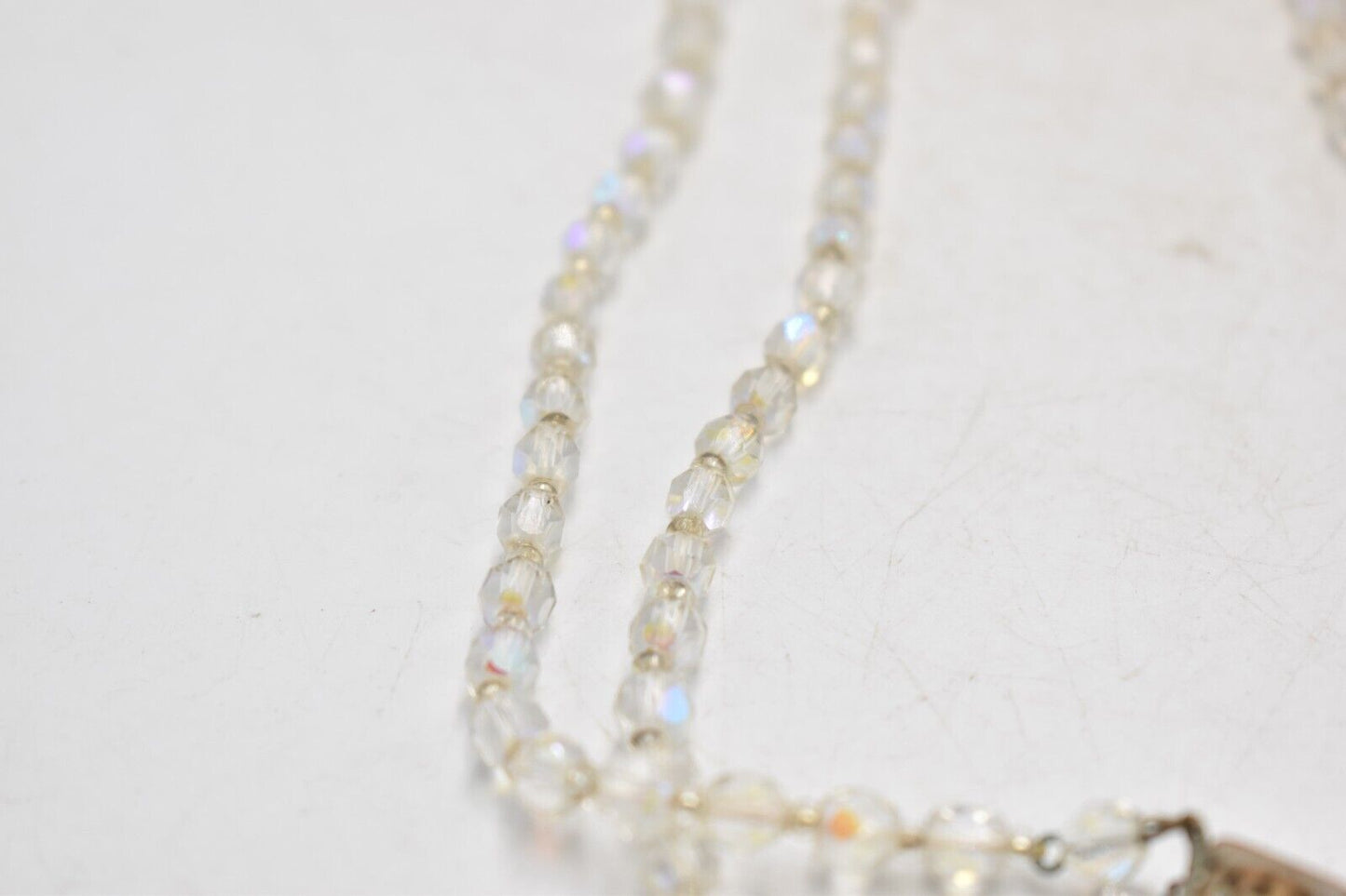 Vintage 1950s Exquisite Aurora Borealis Crystal Glass 2-Strand Necklace 50cm