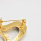 Vintage 1980s Modernist Abstract Heart Brooch Gold Tone & Rhinestone