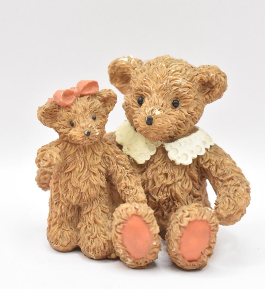 Vintage Teddy Bear Mum and Baby Bear Resin Figurine Ornament Statue