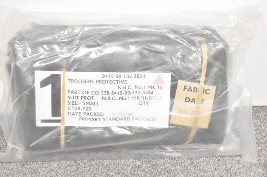 British Army NBC Suit Trousers No1 Mk3 1981 Dated Small Sealed Unused