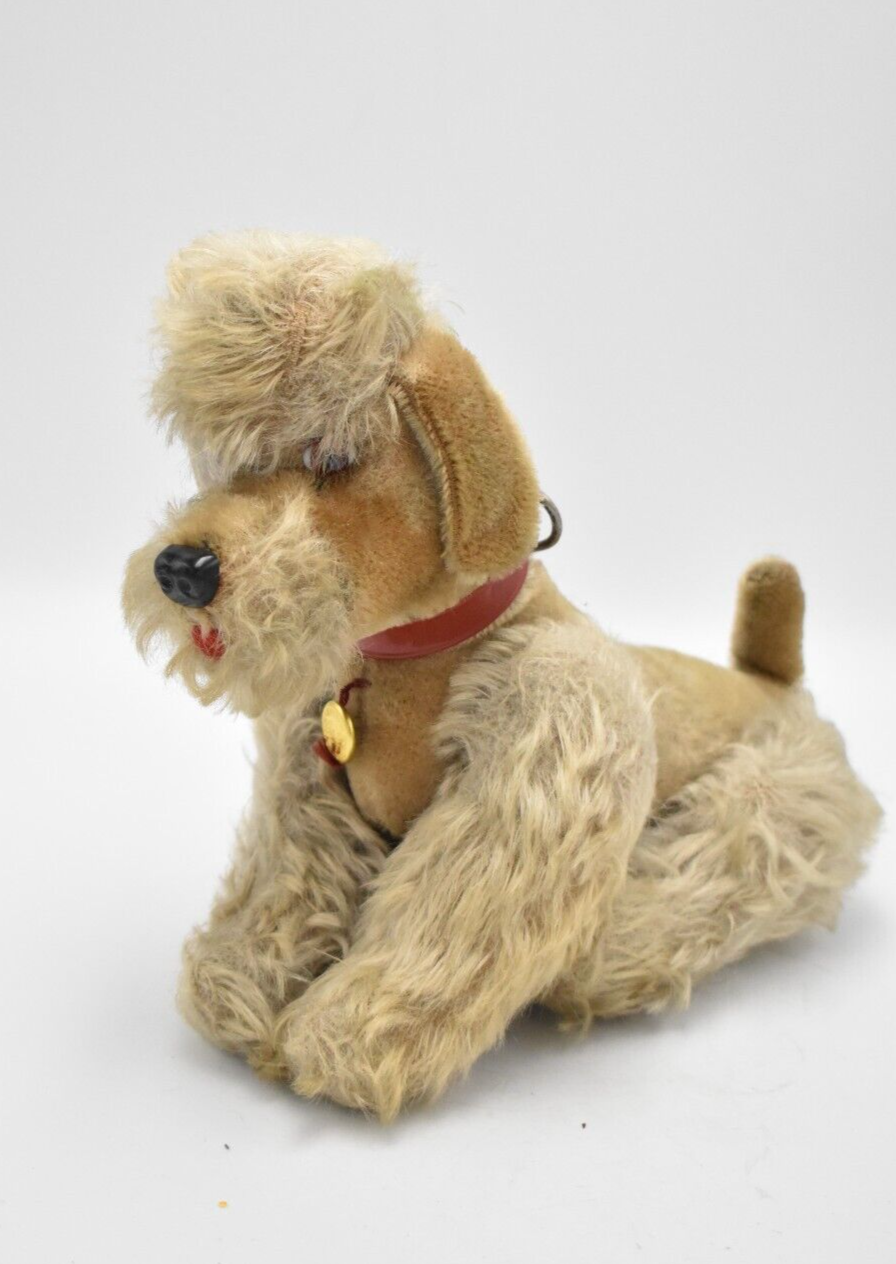 Vintage Hermann Poodle Dog Mohair Jointed, Glass Eyes