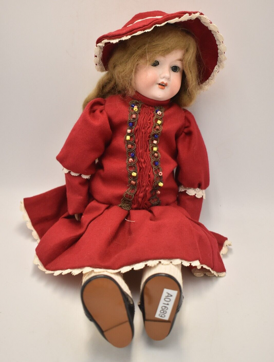 Antique Armand Marseille German 390 1 1/2M Doll Original Hair Blue Sleeping Eyes