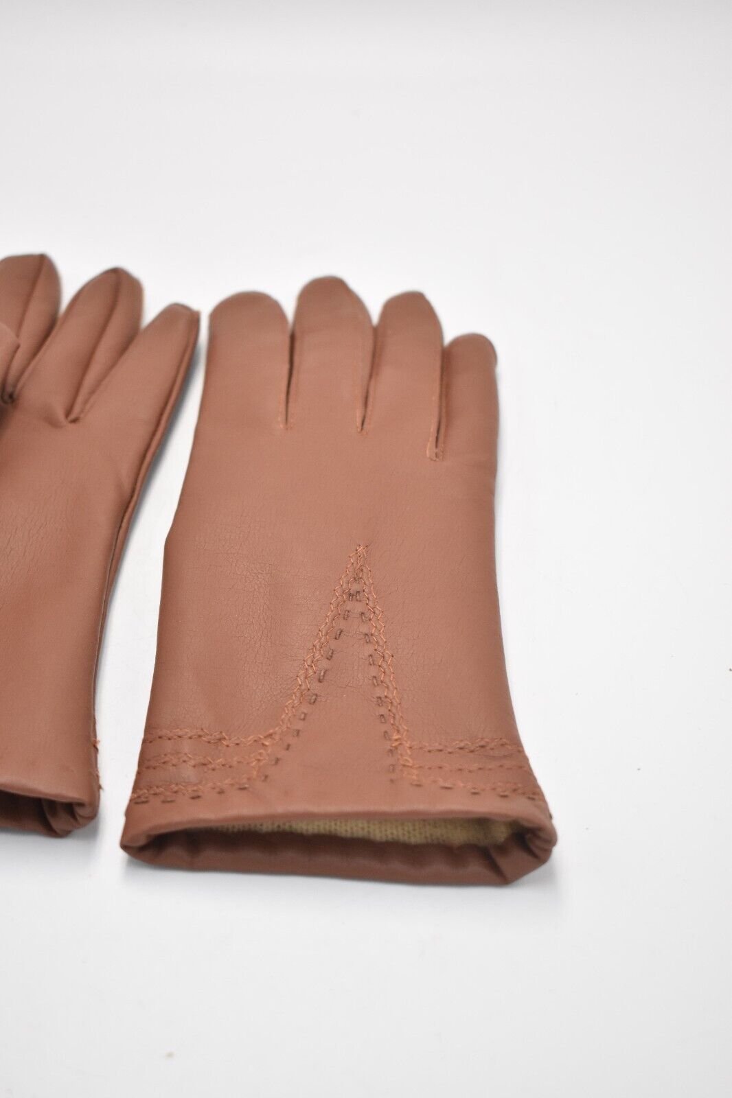 Vintage Debenhams Brown Vinyl Gloves Size 7