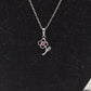 Vintage 925 Sterling Silver Floral Pink Gemstone Pendant Necklace