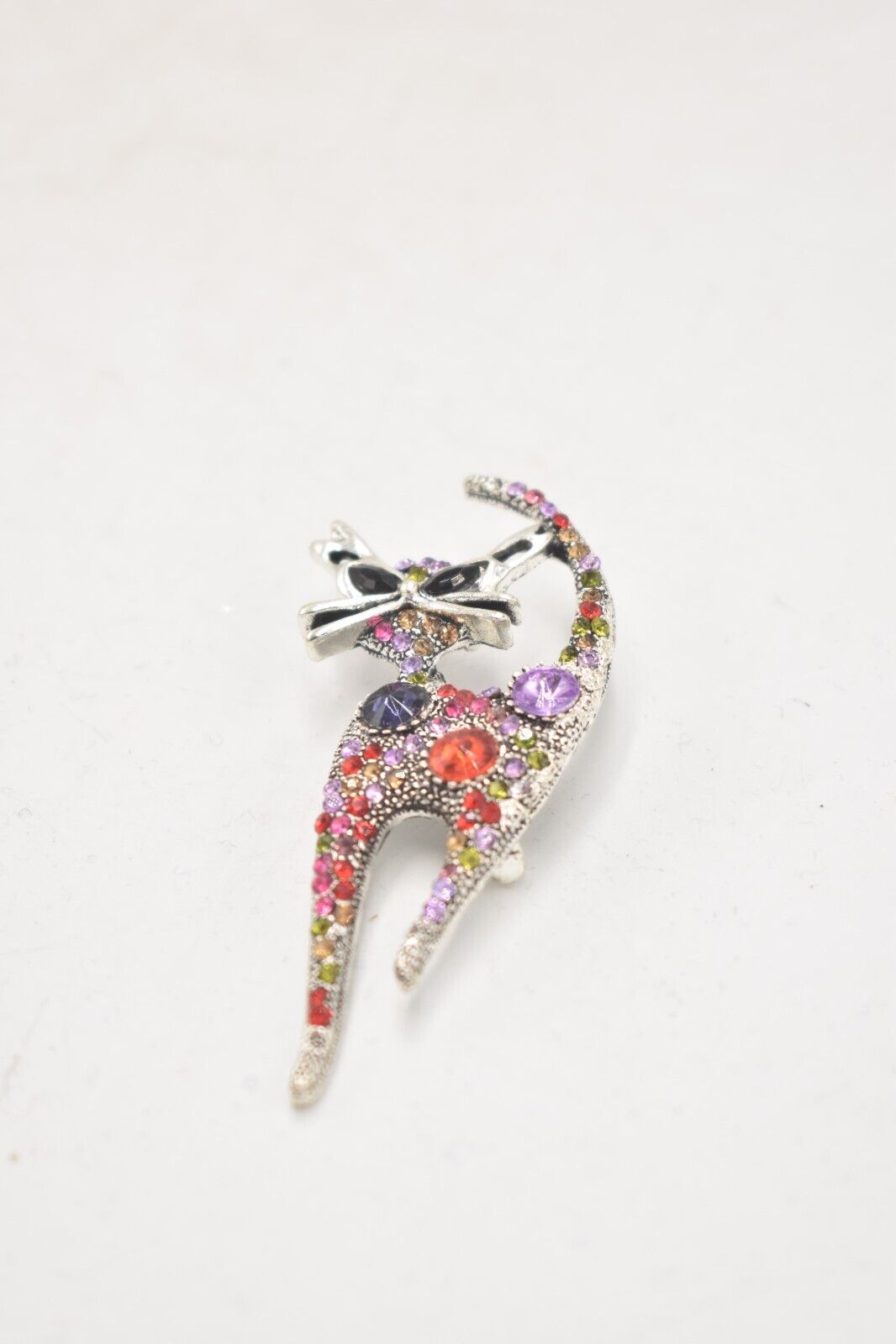 Vintage Cat Rhinestone Multi Colour Brooch Ladies Brooch Women's Brooch