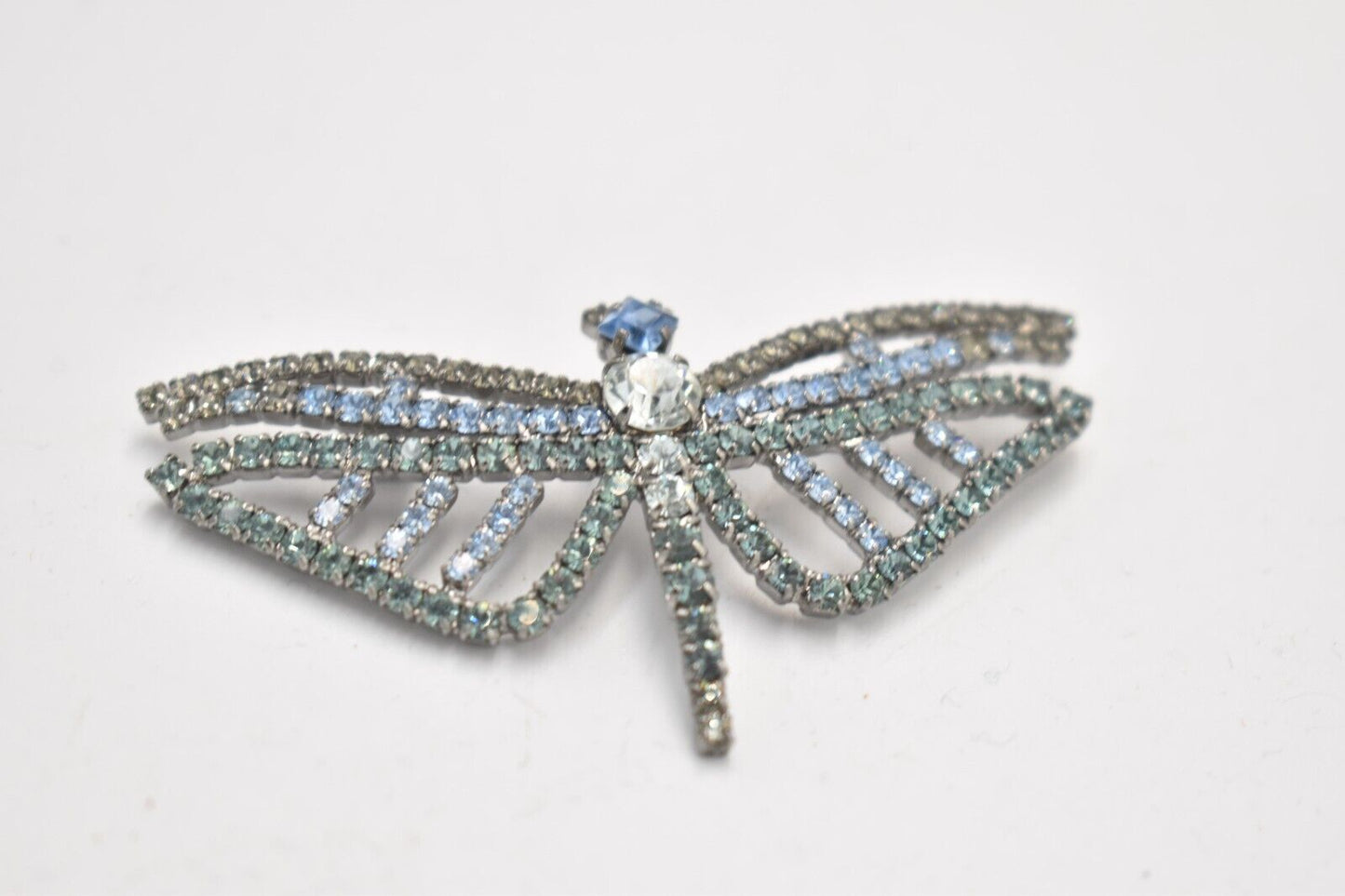 Vintage Dragonfly Brooch Blue Rhinestone Ladies Brooch Women's Brooch