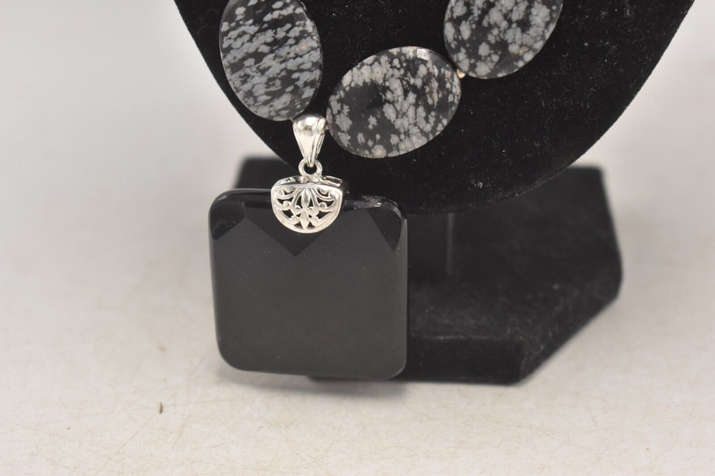 Carolyn Pollack Sterling Silver Snowflake Obsidian Necklace South Western