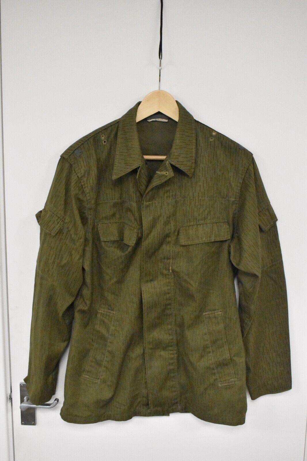 Vintage East German Army Strichtarn Raindrop Utility Shirt - 40" Chest Military