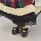 Vintage Porcelain Doll Brown Hair, Green Eyes and Tartan Dress