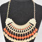 Vintage Cleopatra Style Statement Beaded Necklace Orange & Gold Tone Ladies