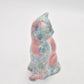 Park Rose Ceramic Cat Ornament Bridlington Pottery Blue Green Pink Floral