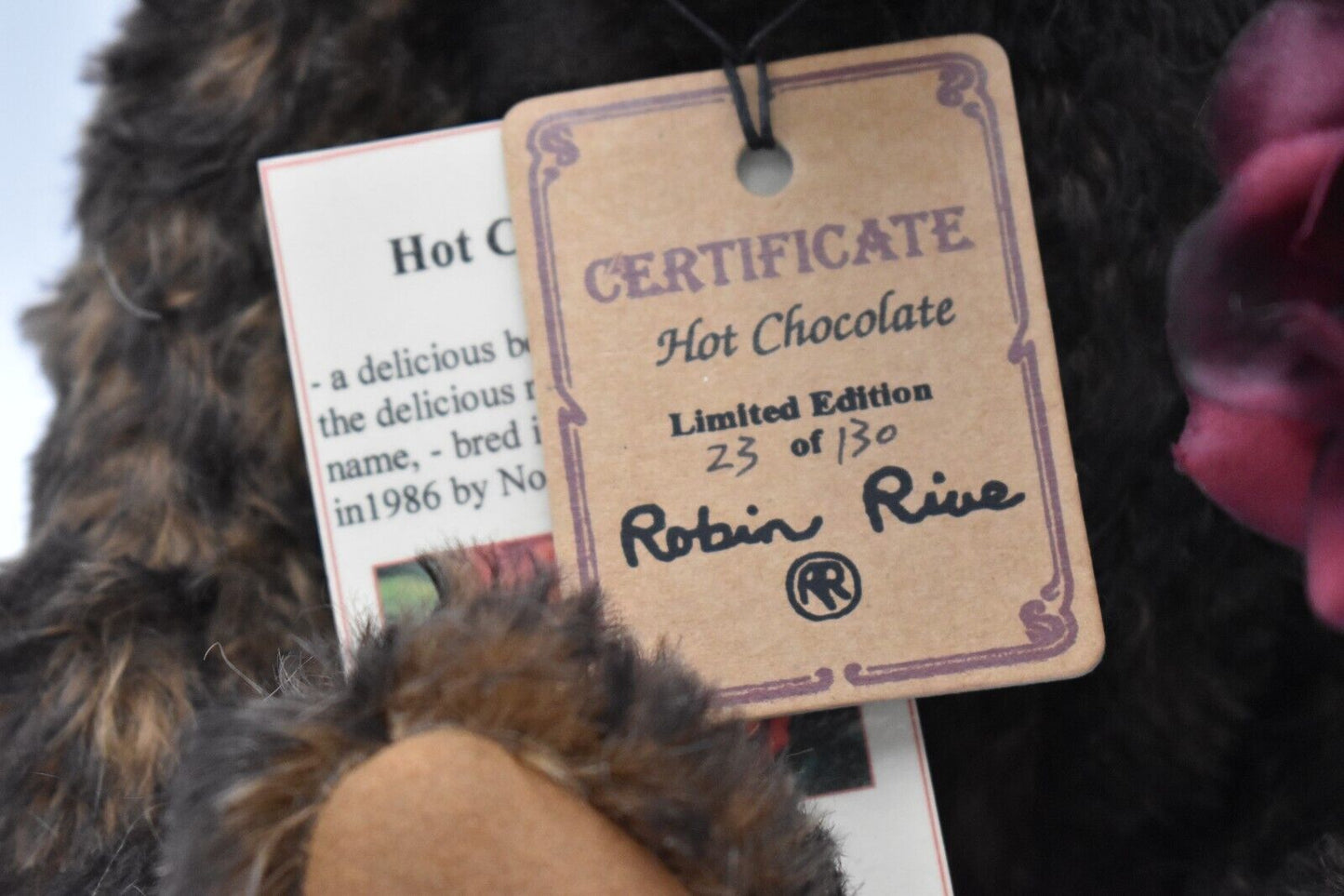 Robin Rive Hot Chocolate Artist Teddy Bear Limited Edition Tagged