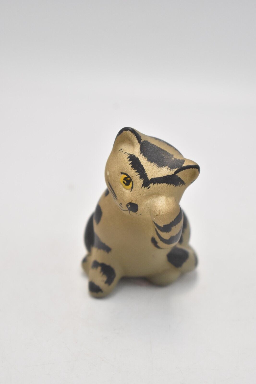 Vintage Tabby Cat Playing Figurine Statue Ornament