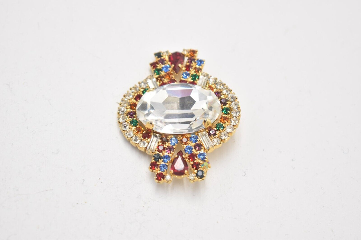 Vintage Brooch Gold Tone Rhinestone Ladies Brooch Women's Brooch